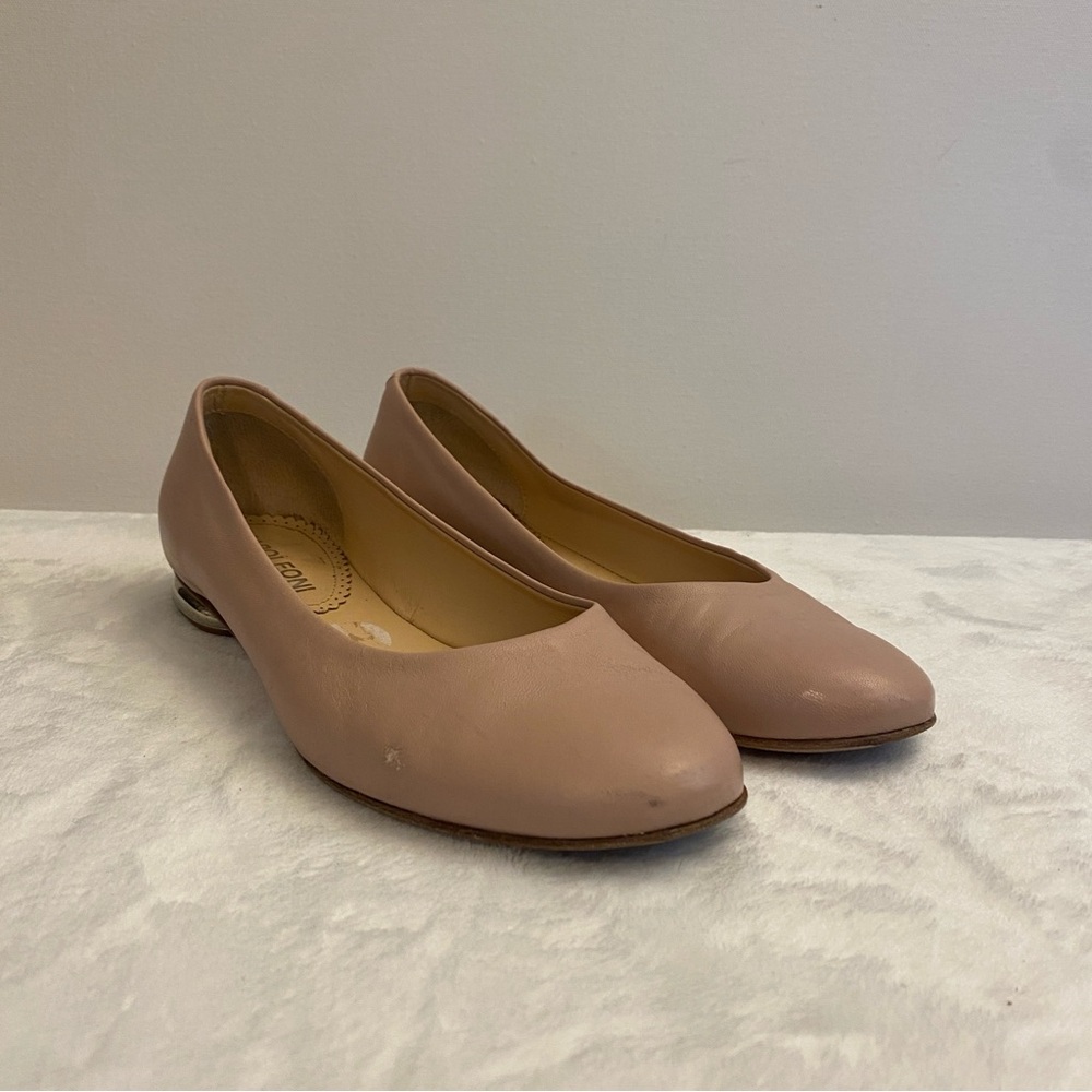Napoleoni Pink Leather Flats with Silver Heel